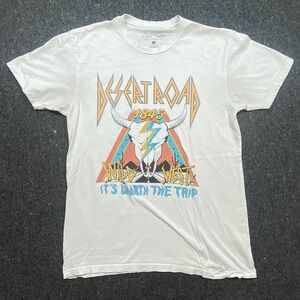 Lotus Fashion Graphic Tee Small Mens White Western Desert Road Steer Skull Shirt